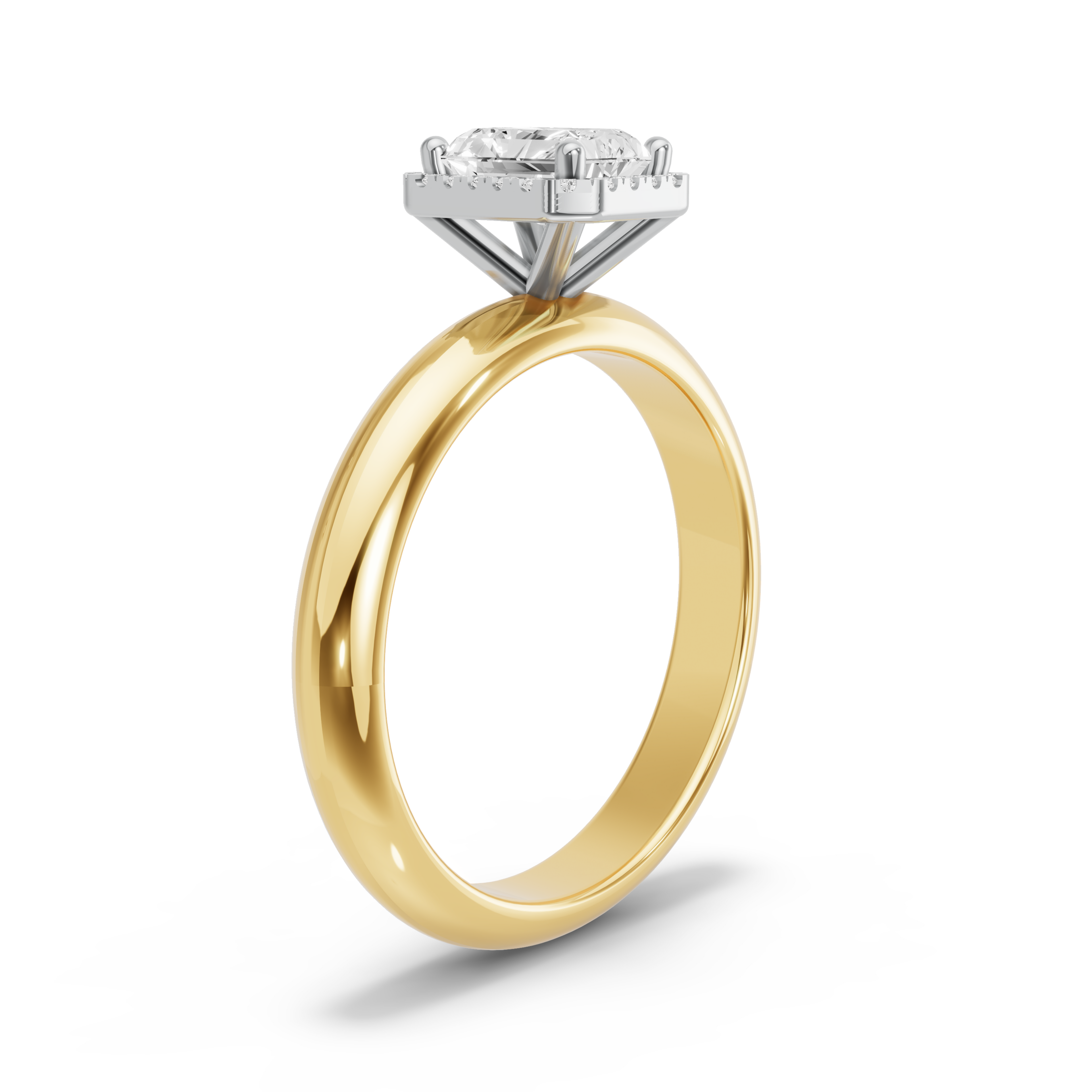 Image for Radiant Pave Halo Ring with Knife Edge Solitaire band