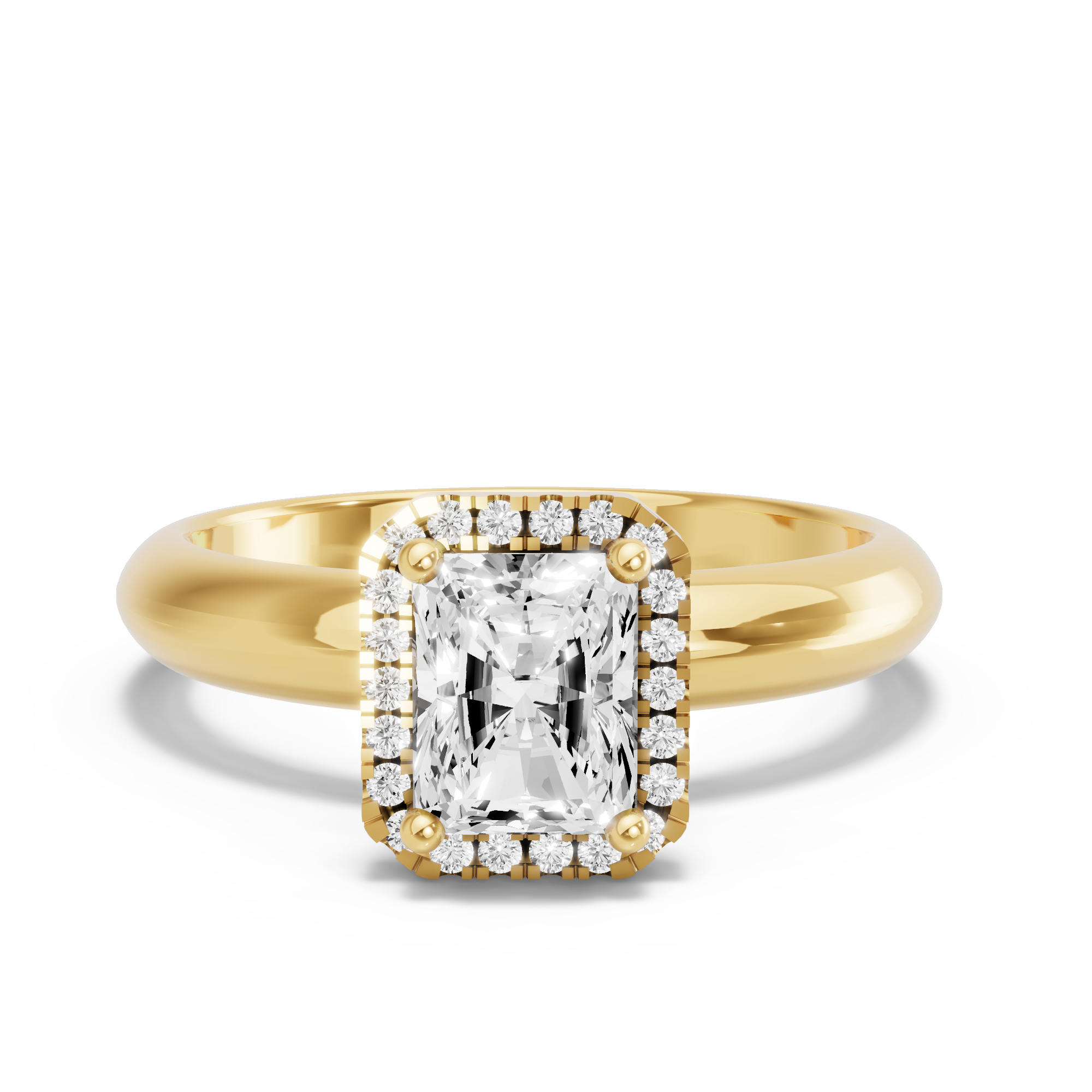 Image for Radiant Pave Halo Ring with Knife Edge Solitaire band