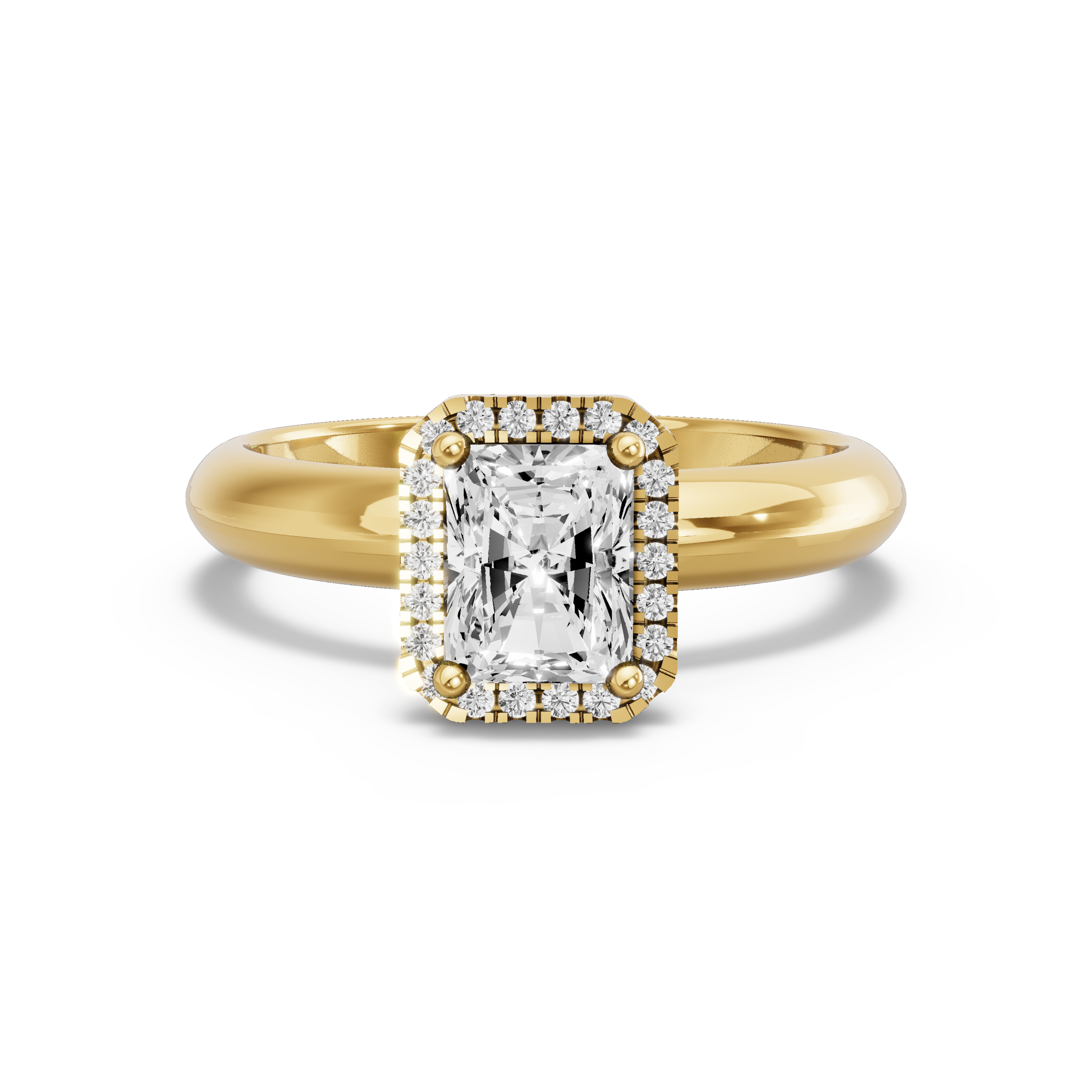 Image for Radiant Pave Halo Ring with Knife Edge Solitaire band in 14K White Gold