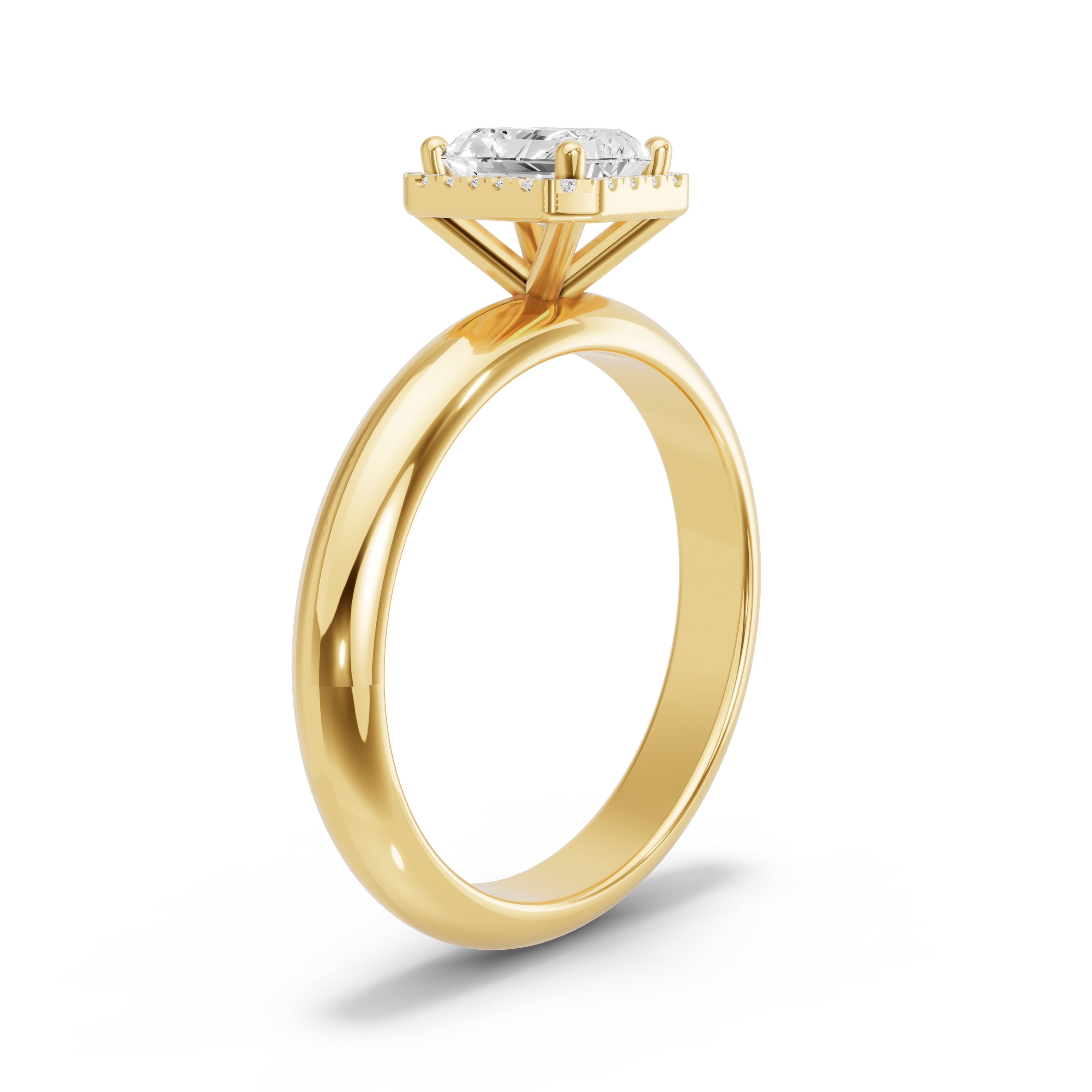 Image for Radiant Pave Halo Ring with Knife Edge Solitaire band in 10K White Gold