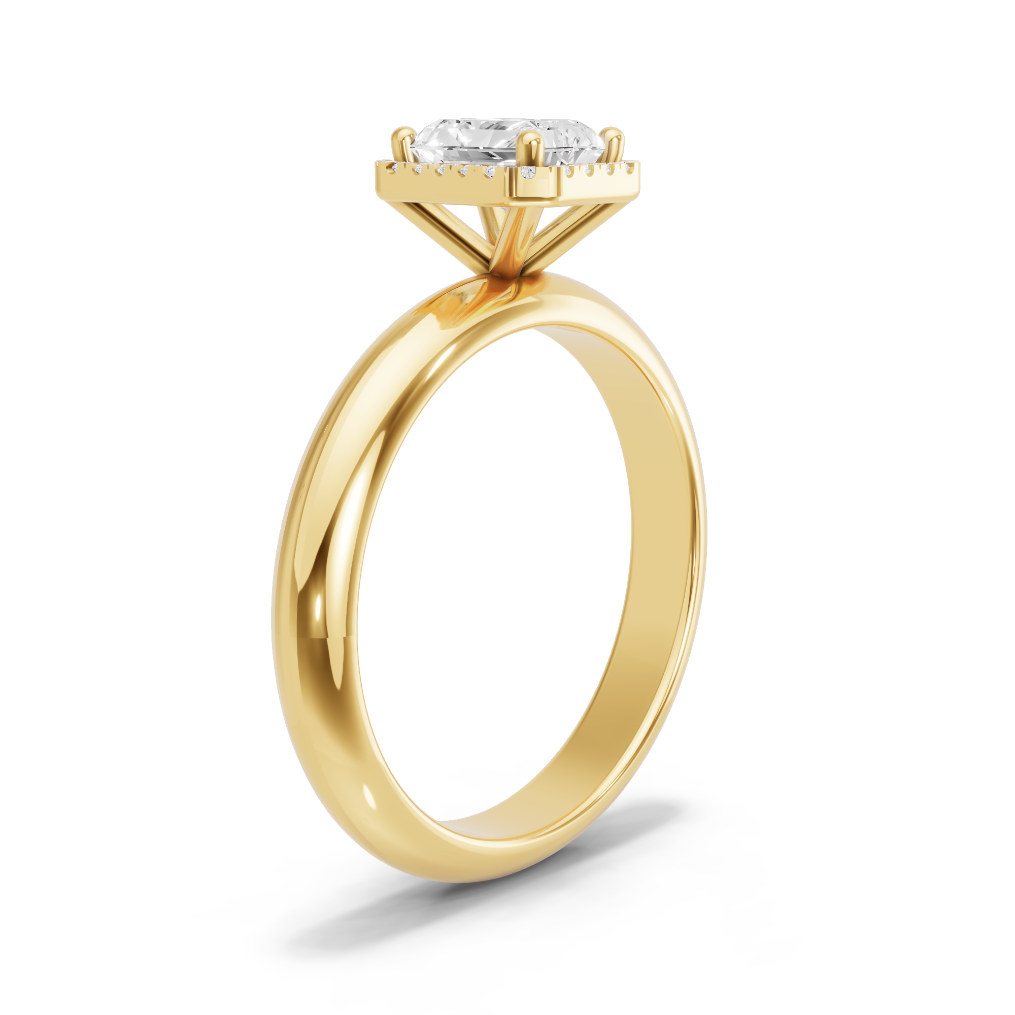 Image for Radiant Pave Halo Ring with Knife Edge Solitaire band