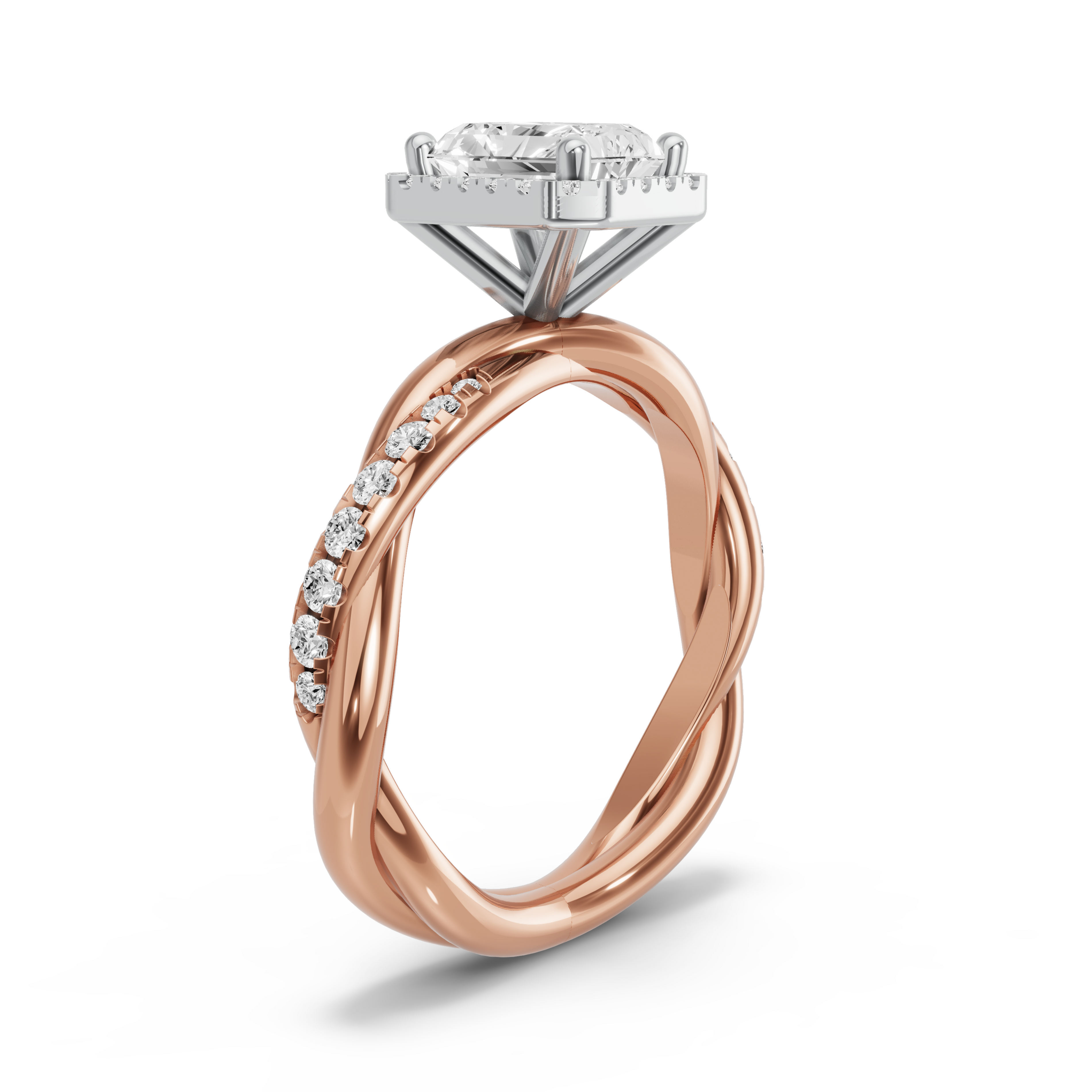 Image for Radiant Pave Halo Ring with Rope Pave band