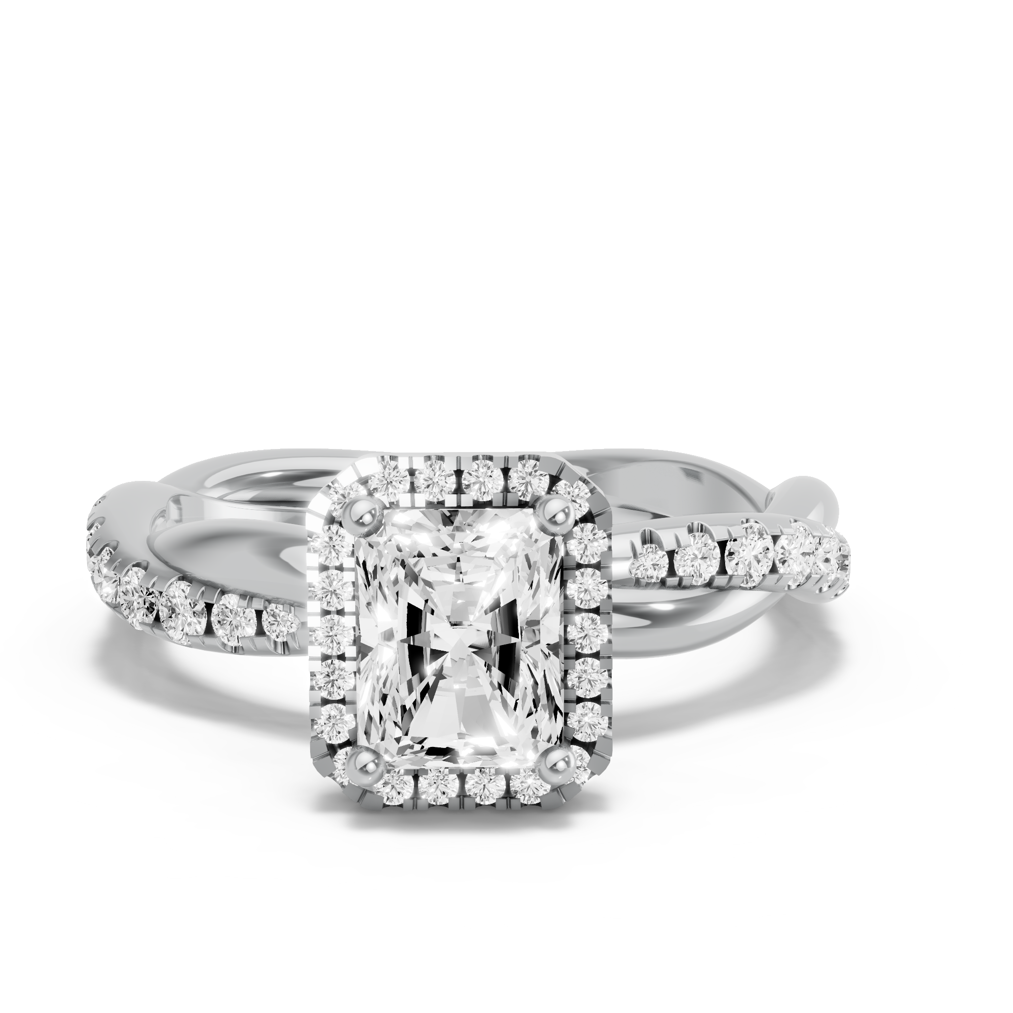 Image for Radiant Pave Halo Ring with Rope Pave band