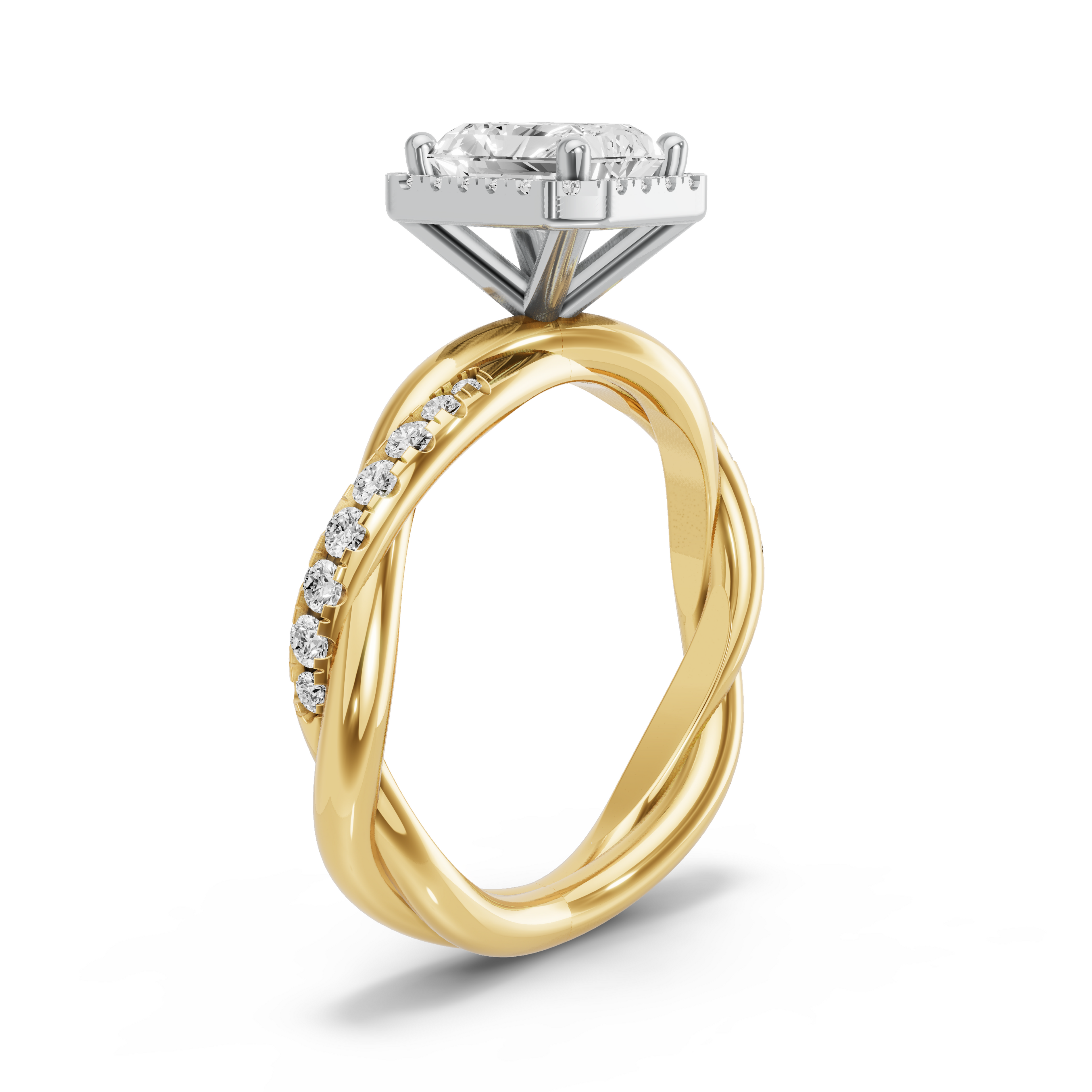 Image for Radiant Pave Halo Ring with Rope Pave band