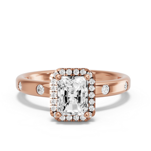 Image for Radiant Pave Halo Ring with Sleek Accent band