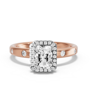 Image for Radiant Pave Halo Ring with Sleek Accent band