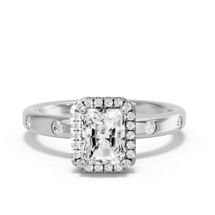 Image for Radiant Pave Halo Ring with Sleek Accent band