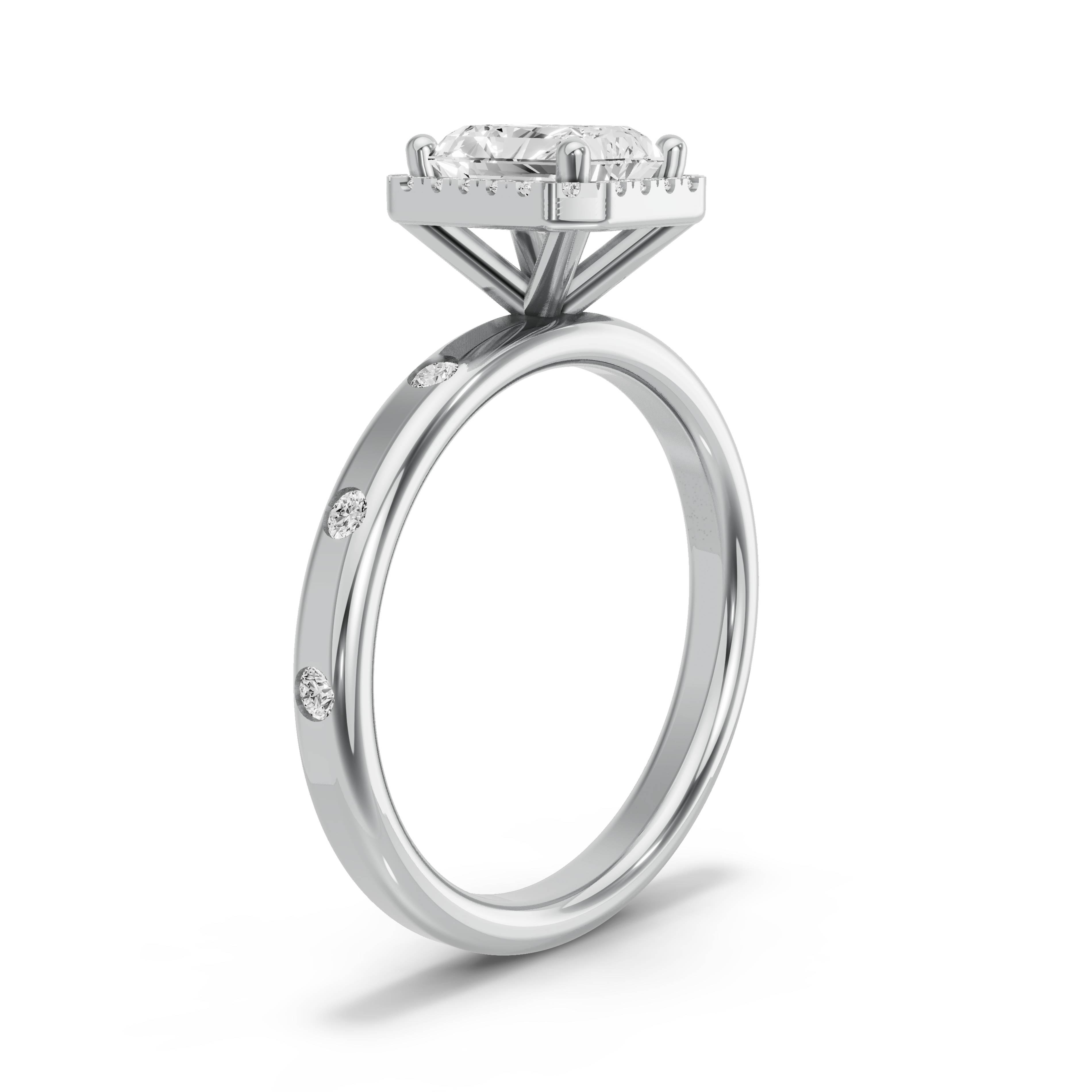 Image for Radiant Pave Halo Ring with Rope Pave band in 950 Platinum