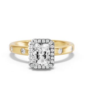 Image for Radiant Pave Halo Ring with Sleek Accent band