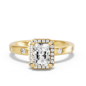 Image for Radiant Pave Halo Ring with Sleek Accent band