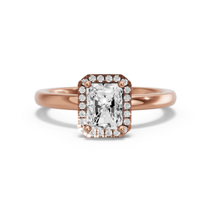 Image for Radiant Pave Halo Ring with Solitaire band in 18K Rose Gold
