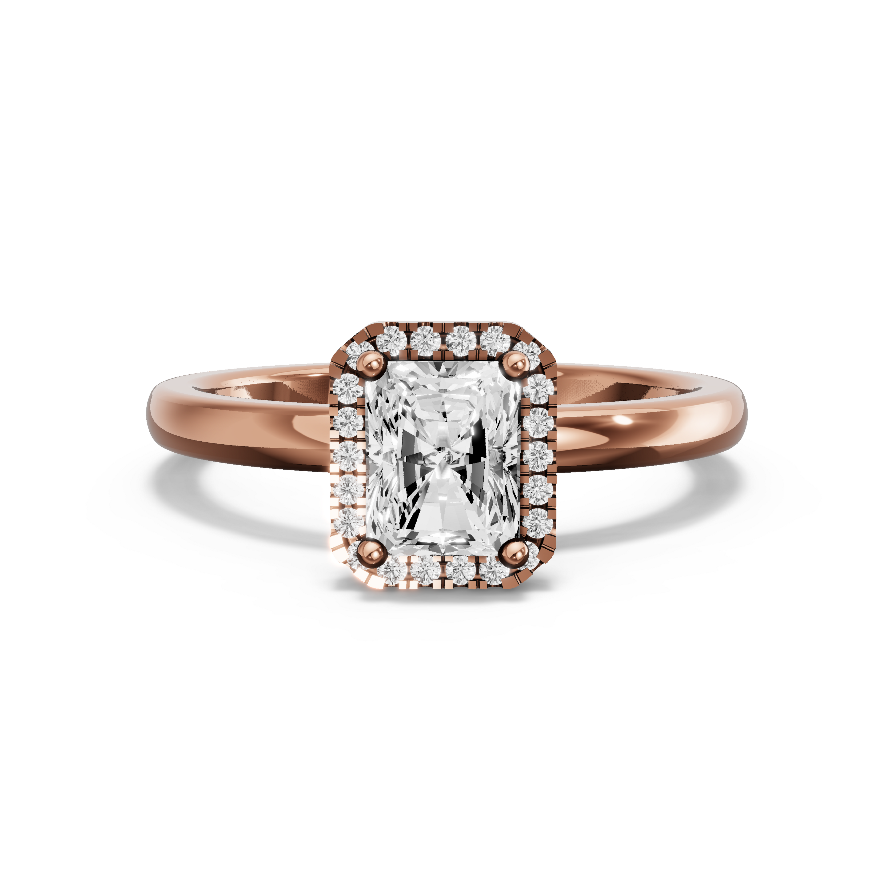 Image for Radiant Pave Halo Ring with Solitaire band in 14K Yellow Gold