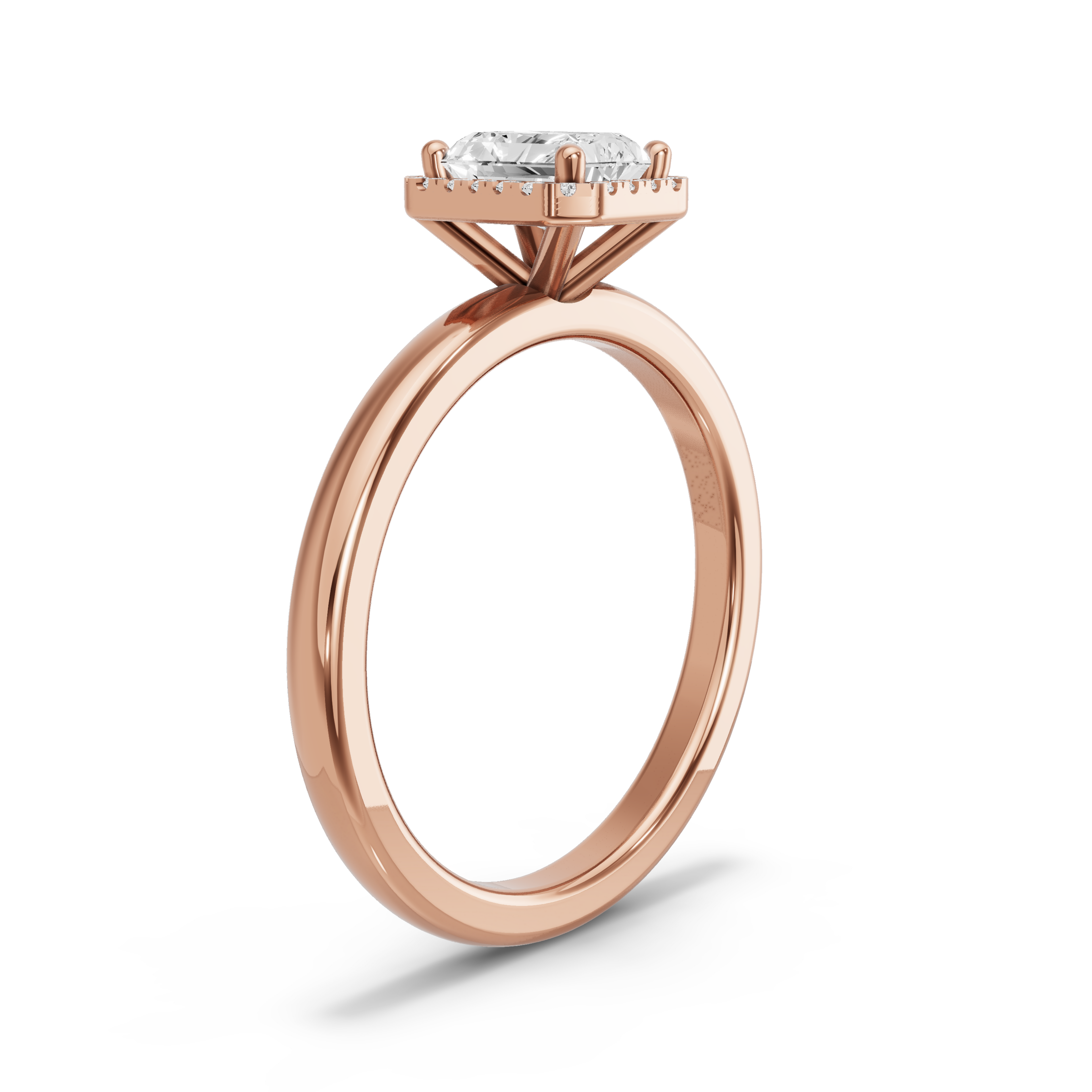 Image for Radiant Pave Halo Ring with Solitaire band in 18K Yellow Gold