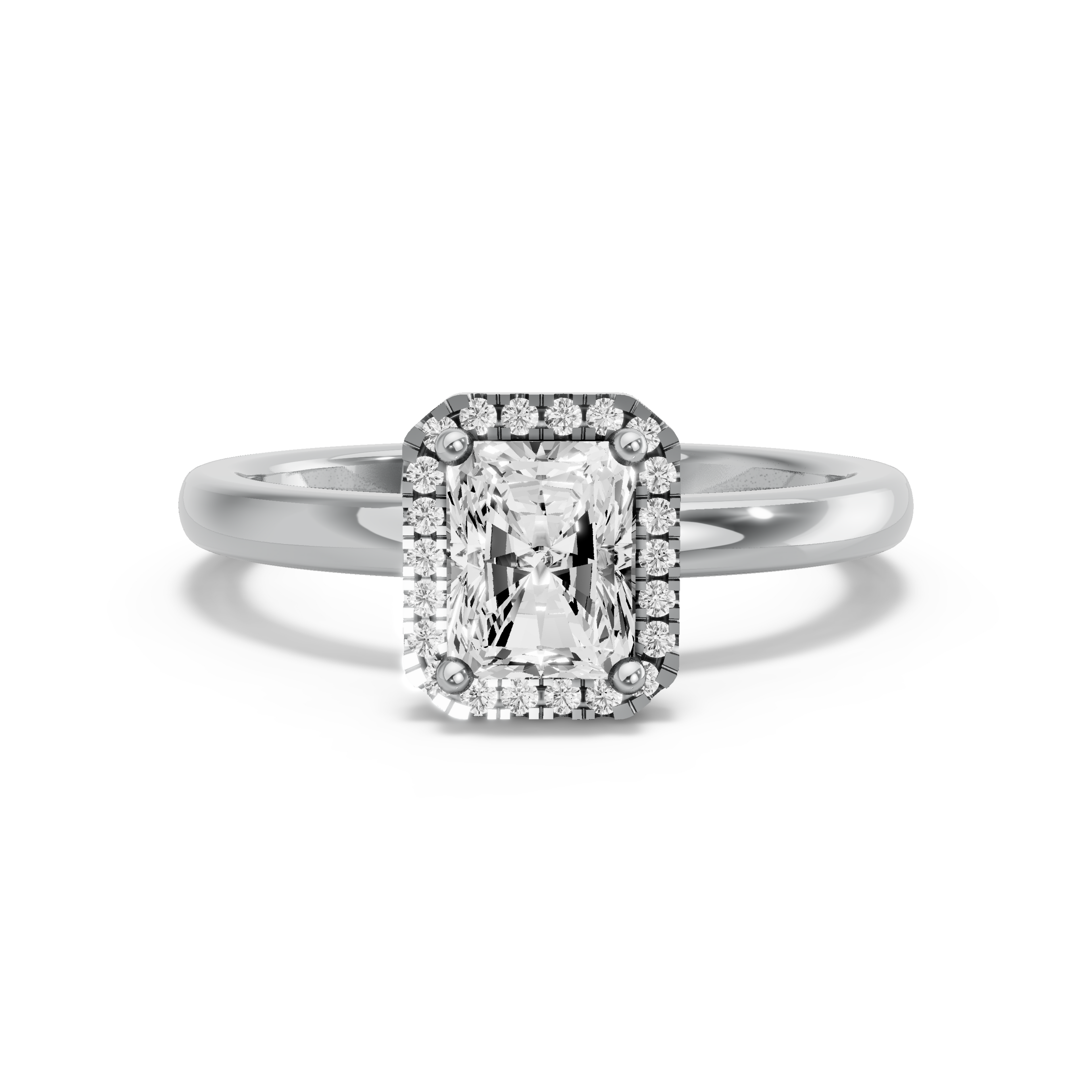 Image for Radiant Pave Halo Ring with Solitaire band in 10K Two Tone Rose Gold