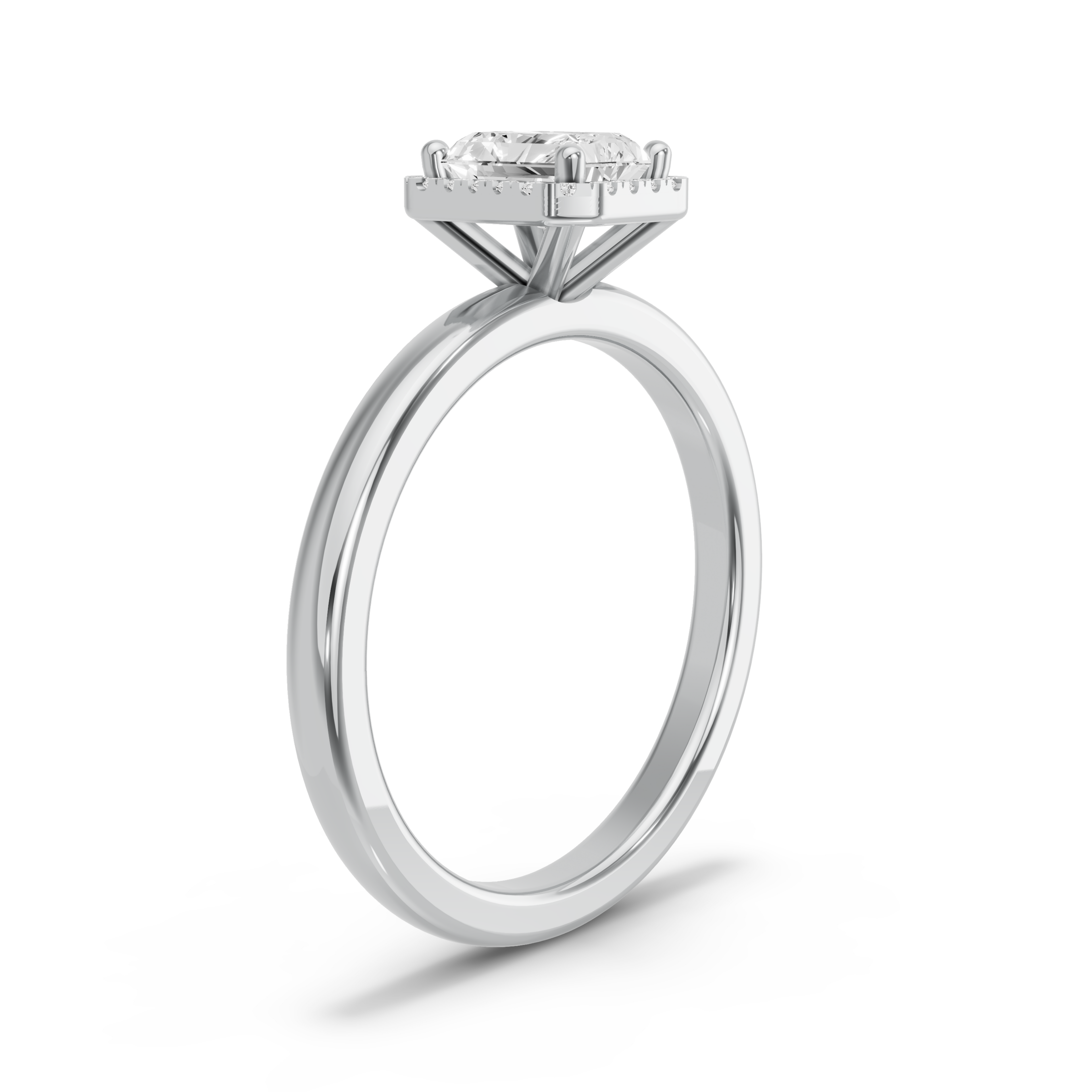 Image for Radiant Pave Halo Ring with Solitaire band in 10K Two Tone Rose Gold