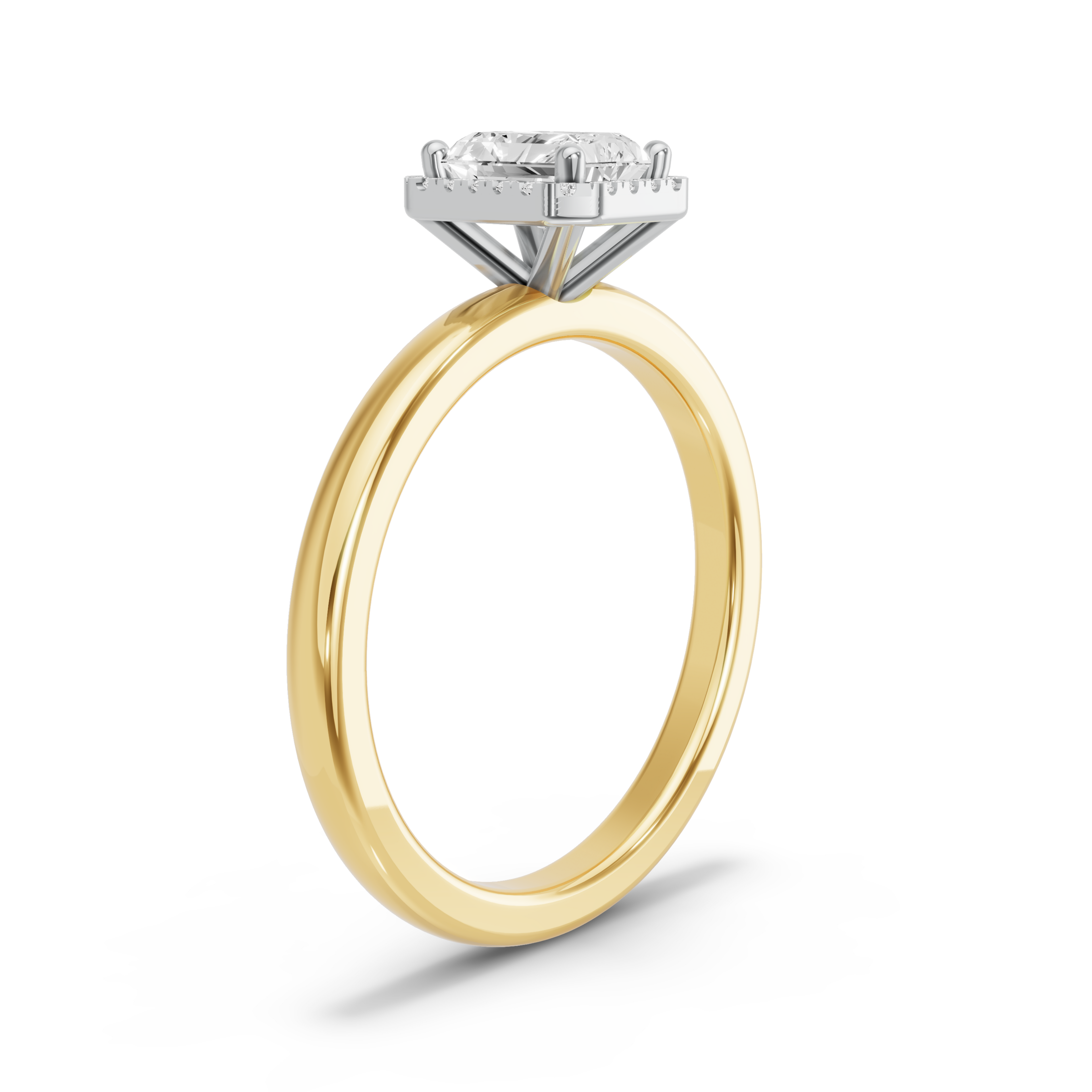 Image for Radiant Pave Halo Ring with Solitaire band in 14K Rose Gold