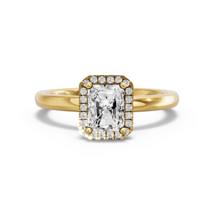Image for Radiant Pave Halo Ring with Solitaire band in 14K Yellow Gold