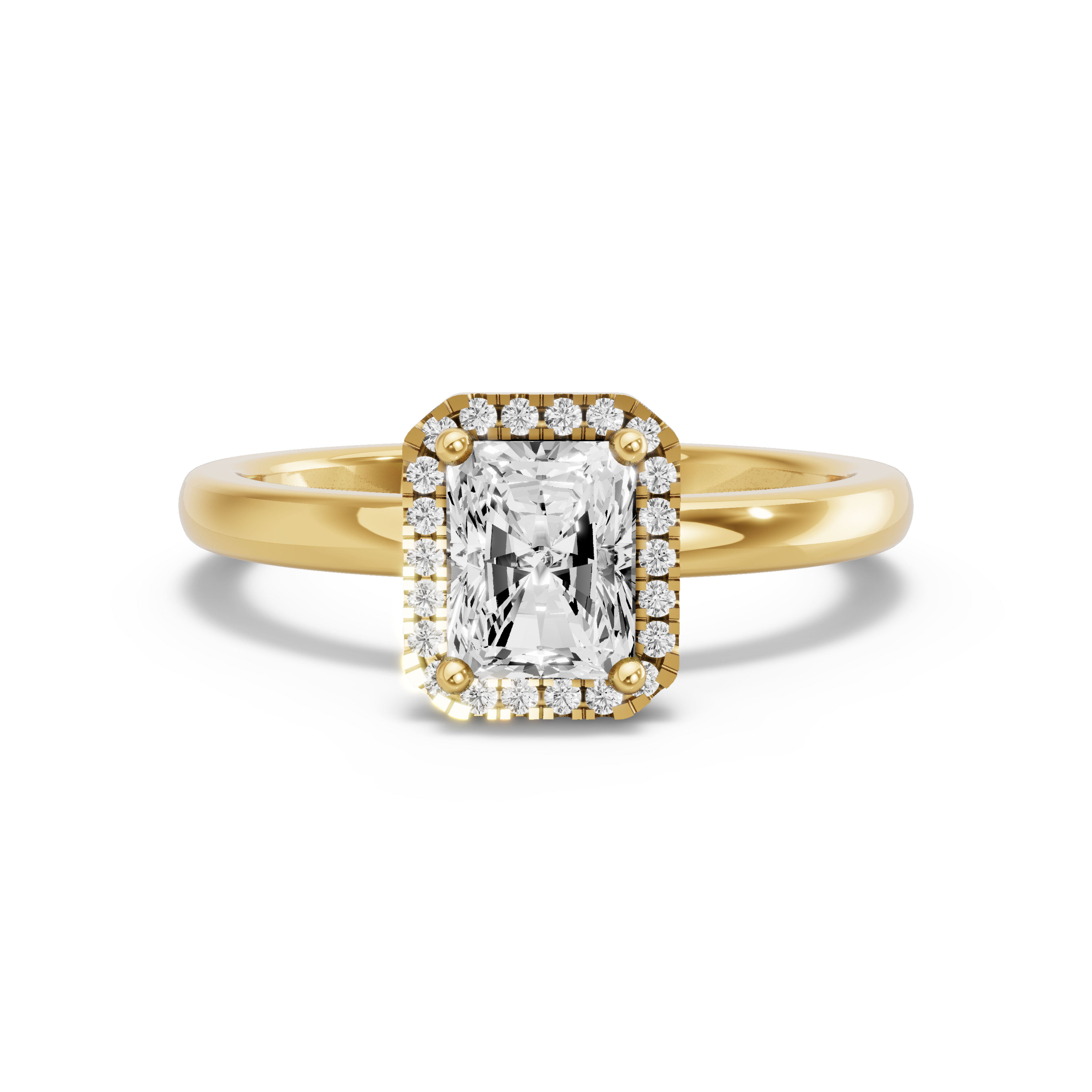 Image for Radiant Pave Halo Ring with Solitaire band in 14K White Gold