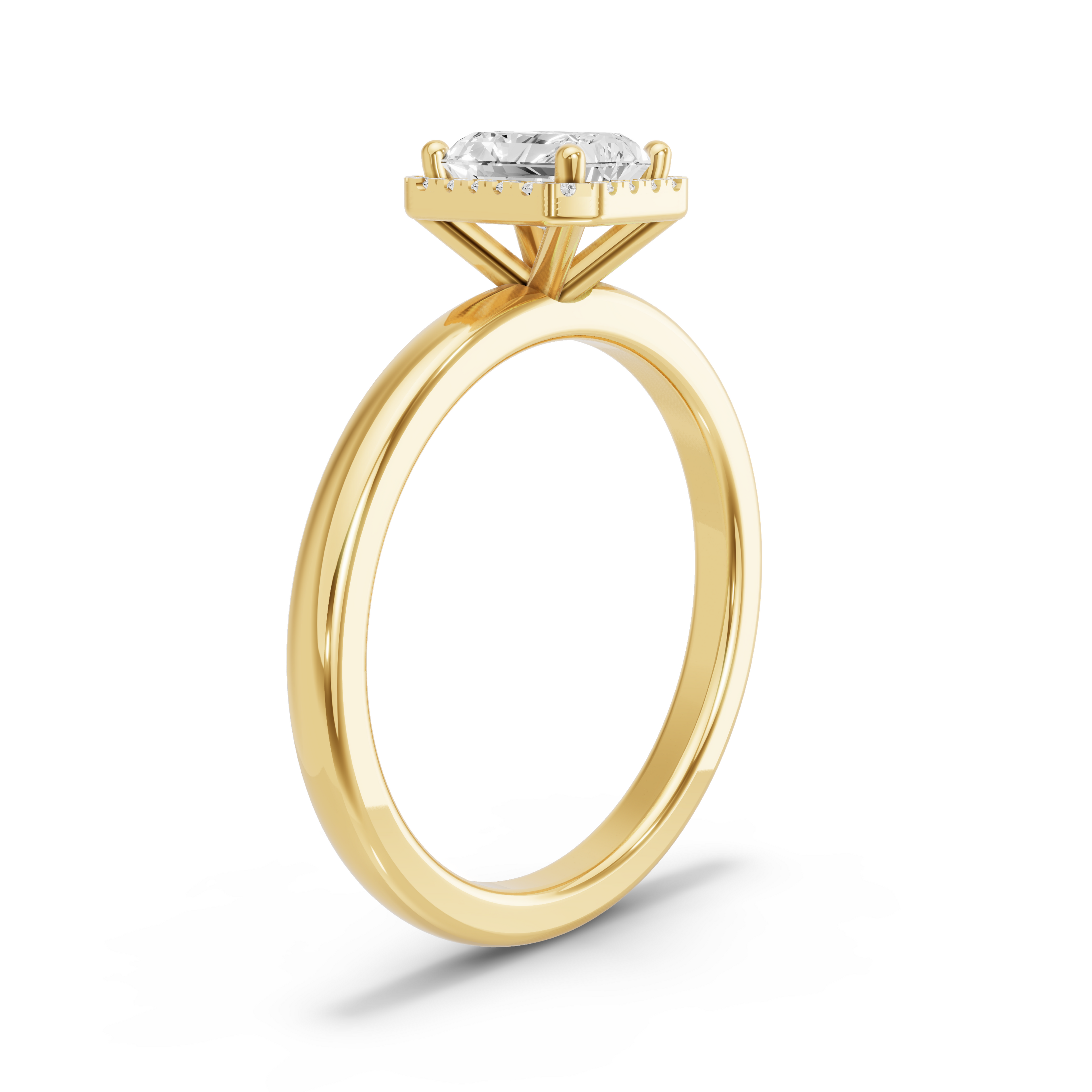 Image for Radiant Pave Halo Ring with Solitaire band in 18K White Gold