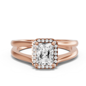 Image for Radiant Pave Halo Ring with Split Ring Solitaire band