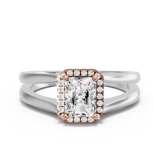 Image for Radiant Pave Halo Ring with Split Ring Solitaire band