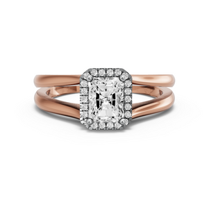 Image for Radiant Pave Halo Ring with Split Ring Solitaire band