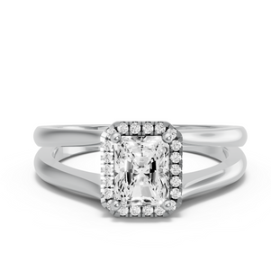 Image for Radiant Pave Halo Ring with Split Ring Solitaire band