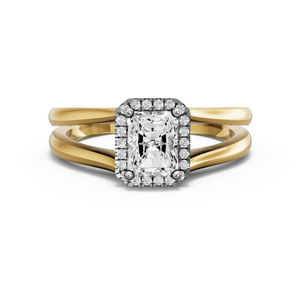 Image for Radiant Pave Halo Ring with Split Ring Solitaire band