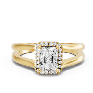 Image for Radiant Pave Halo Ring with Split Ring Solitaire band
