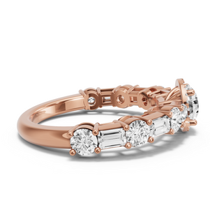 Image for Round Pave Halo Ring with Alternating Baguette band