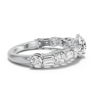 Image for Round Pave Halo Ring with Alternating Baguette band