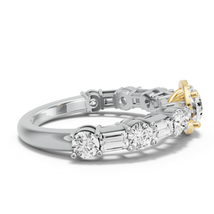 Image for Round Pave Halo Ring with Alternating Baguette band