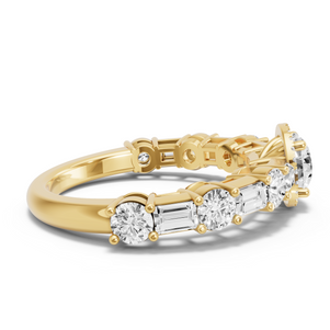 Image for Round Pave Halo Ring with Alternating Baguette band