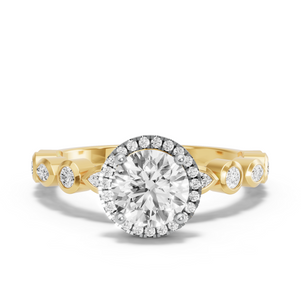 Image for Round Pave Halo Ring with Alternating Marquise band