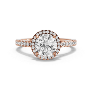 Image for Round Pave Halo Ring with Cathedral Pave band in 18K Rose Gold