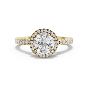 Image for Round Pave Halo Ring with Cathedral Pave band in 14K Yellow Gold