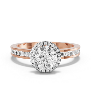 Image for Round Pave Halo Ring with Channel band