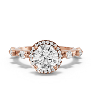 Image for Round Pave Halo Ring with Floating Station band