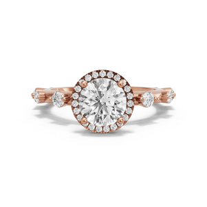 Image for Round Pave Halo Ring with Floating Station band in 14K Rose Gold