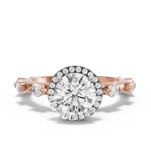 Image for Round Pave Halo Ring with Floating Station band