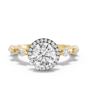 Image for Round Pave Halo Ring with Floating Station band
