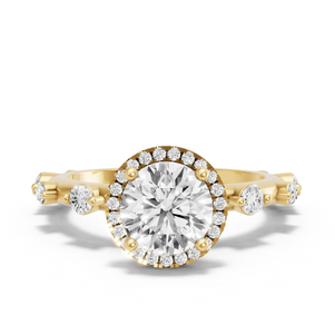 Image for Round Pave Halo Ring with Floating Station band