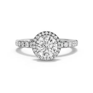 Image for Round Pave Halo Ring with French Pave band in 18K White Gold