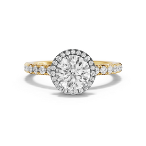 Image for Round Pave Halo Ring with French Pave band in 18K Two Tone Yellow Gold