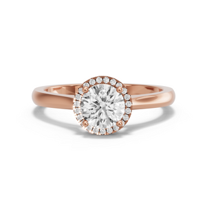 Image for Round Pave Halo Ring with Knife Edge Cathedral band