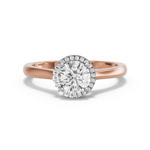 Image for Round Pave Halo Ring with Knife Edge Cathedral band