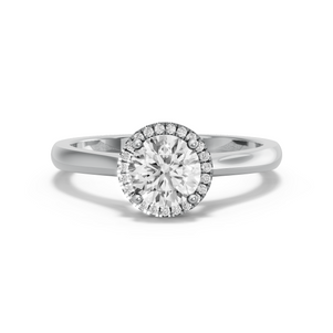 Image for Round Pave Halo Ring with Knife Edge Cathedral band