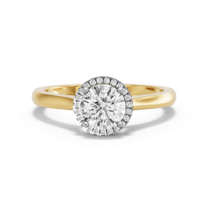 Image for Round Pave Halo Ring with Knife Edge Cathedral band