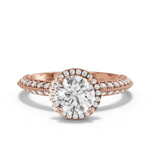 Image for Round Pave Halo Ring with Knife Edge Pave band