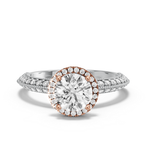 Image for Round Pave Halo Ring with Knife Edge Pave band